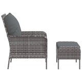 NNEVL Garden Chair with Footstool Grey Poly Rattan