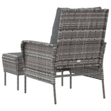 NNEVL Garden Chair with Footstool Grey Poly Rattan