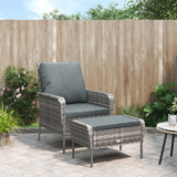 NNEVL Garden Chair with Footstool Grey Poly Rattan