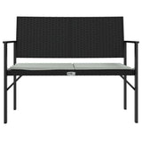 NNEVL 2-Seater Garden Bench with Cushion Black Poly Rattan