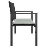 NNEVL 2-Seater Garden Bench with Cushion Black Poly Rattan