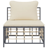 NNEVL Garden Middle Sofa with Beige Cushions Poly Rattan
