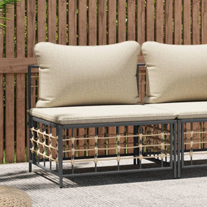 NNEVL Garden Middle Sofa with Beige Cushions Poly Rattan
