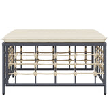 NNEVL Garden Footstool with Beige Cushion Poly Rattan