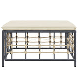 NNEVL Garden Footstool with Beige Cushion Poly Rattan