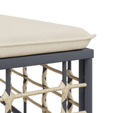 NNEVL Garden Footstool with Beige Cushion Poly Rattan