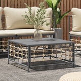 NNEVL Garden Table Anthracite 70x70x34 cm Poly Rattan