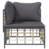 NNEVL Garden Corner Sofa with Dark Grey Cushions Poly Rattan