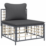 NNEVL Garden Middle Sofa with Dark Grey Cushions Poly Rattan