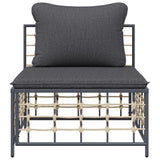 NNEVL Garden Middle Sofa with Dark Grey Cushions Poly Rattan