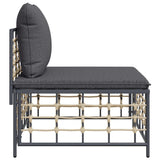NNEVL Garden Middle Sofa with Dark Grey Cushions Poly Rattan