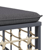 NNEVL Garden Footstool with Dark Grey Cushion Poly Rattan