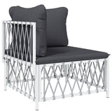 NNEVL Garden Corner Sofa with Cushions White Woven Fabric