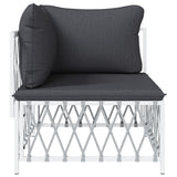 NNEVL Garden Corner Sofa with Cushions White Woven Fabric