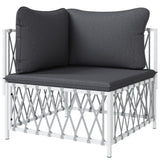 NNEVL Garden Corner Sofa with Cushions White Woven Fabric