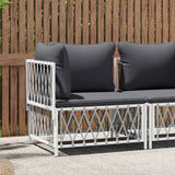 NNEVL Garden Corner Sofa with Cushions White Woven Fabric