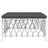 NNEVL Garden Footstool with Cushion White Woven Fabric