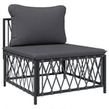 NNEVL Garden Middle Sofa with Cushions Anthracite Woven Fabric