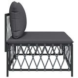 NNEVL Garden Middle Sofa with Cushions Anthracite Woven Fabric