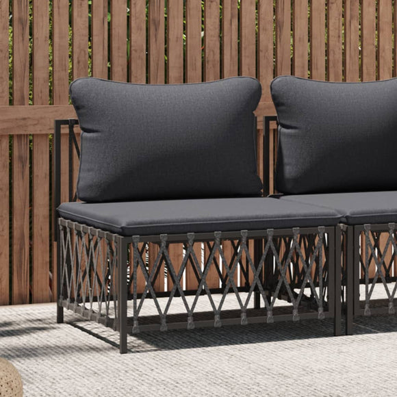 NNEVL Garden Middle Sofa with Cushions Anthracite Woven Fabric