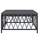 NNEVL Garden Footstool with Cushion Anthracite Woven Fabric