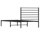 NNEVL Metal Bed Frame with Headboard Black 106x203 cm King Single Size