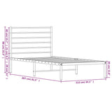 NNEVL Metal Bed Frame with Headboard Black 106x203 cm King Single Size