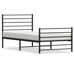 NNEVL Metal Bed Frame with Headboard and Footboard Black 106x203 cm King Single Size