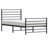 NNEVL Metal Bed Frame with Headboard and Footboard Black 106x203 cm King Single Size
