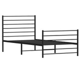 NNEVL Metal Bed Frame with Headboard and Footboard Black 106x203 cm King Single Size