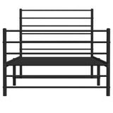NNEVL Metal Bed Frame with Headboard and Footboard Black 106x203 cm King Single Size