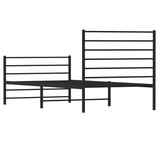NNEVL Metal Bed Frame with Headboard and Footboard Black 106x203 cm King Single Size
