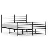 NNEVL Metal Bed Frame without Mattress with Footboard Black 150x200 cm