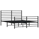 NNEVL Metal Bed Frame without Mattress with Footboard Black 150x200 cm