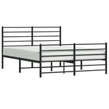 NNEVL Metal Bed Frame without Mattress with Footboard Black 150x200 cm