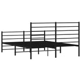 NNEVL Metal Bed Frame without Mattress with Footboard Black 150x200 cm