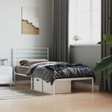NNEVL Metal Bed Frame with Headboard White 106x203 cm King Single Size
