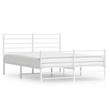 NNEVL Metal Bed Frame without Mattress with Footboard White 150x200 cm