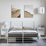 NNEVL Metal Bed Frame without Mattress with Footboard White 150x200 cm