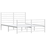 NNEVL Metal Bed Frame without Mattress with Footboard White 150x200 cm