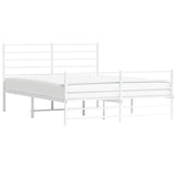 NNEVL Metal Bed Frame without Mattress with Footboard White 150x200 cm