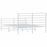 NNEVL Metal Bed Frame without Mattress with Footboard White 150x200 cm