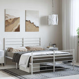 NNEVL Metal Bed Frame without Mattress with Footboard White 150x200 cm