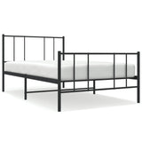 NNEVL Metal Bed Frame without Mattress with Footboard Black 107x203 cm King Single