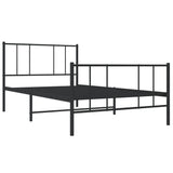 NNEVL Metal Bed Frame without Mattress with Footboard Black 107x203 cm King Single