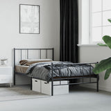 NNEVL Metal Bed Frame without Mattress with Footboard Black 107x203 cm King Single