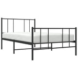 NNEVL Metal Bed Frame without Mattress with Footboard Black 107x203 cm King Single
