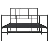 NNEVL Metal Bed Frame without Mattress with Footboard Black 107x203 cm King Single