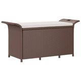 NNEVL Garden Bench with Cushion Brown 116x46x57 cm Poly Rattan