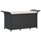 NNEVL Garden Bench with Cushion Black 116x46x57 cm Poly Rattan
